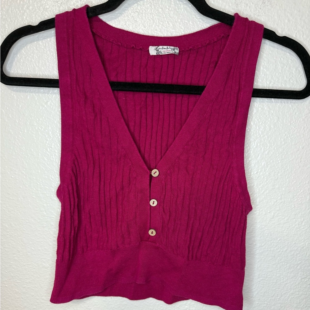 Free People Saturday Morning Crop Sleeveless Bright Pink Size S